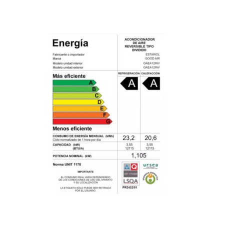AIRE ACONDICIONADO GOODAIR 12000 BTU INVERTER AIRE ACONDICIONADO GOODAIR 12000 BTU INVERTER