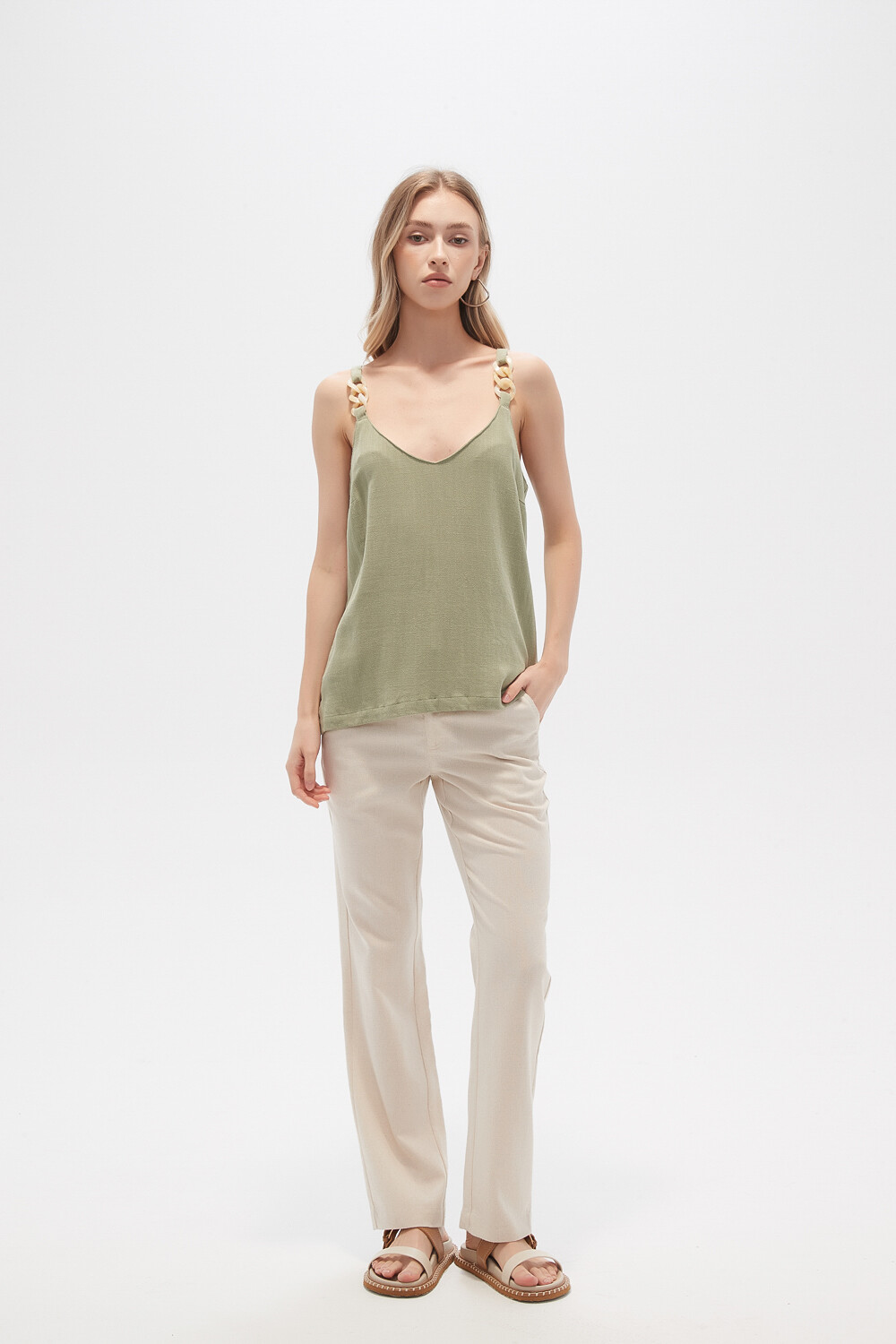 Musculosa Zelofa Verde Azulado