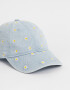 Caps Denim Gorra Bordada Margaritas - Azul Celeste