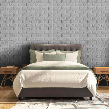 Set 12 Revestimiento 70x77 3D Ladrillo Adhesivo Pared Gris
