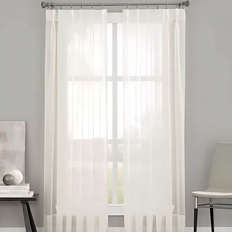 Juego De Cortinas Lino Blancas 106cm X 160cm Blanco
