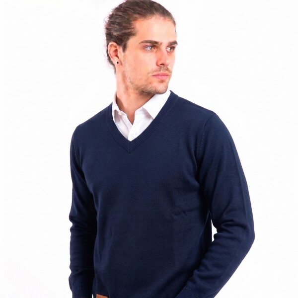 Sweater Algodon Escote V Navy