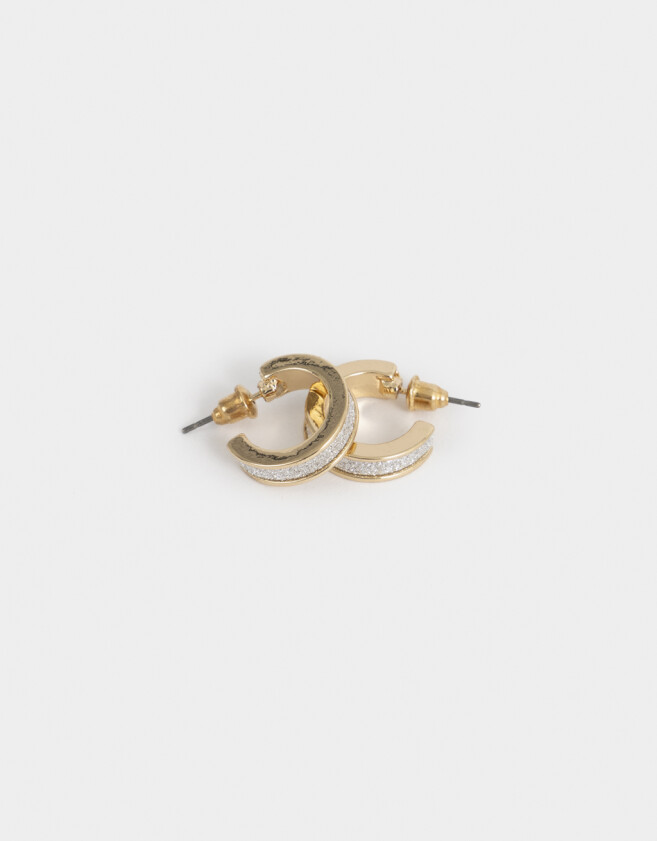 Aros Argollas Con glitter Argollitas Con Glitter - Dorado