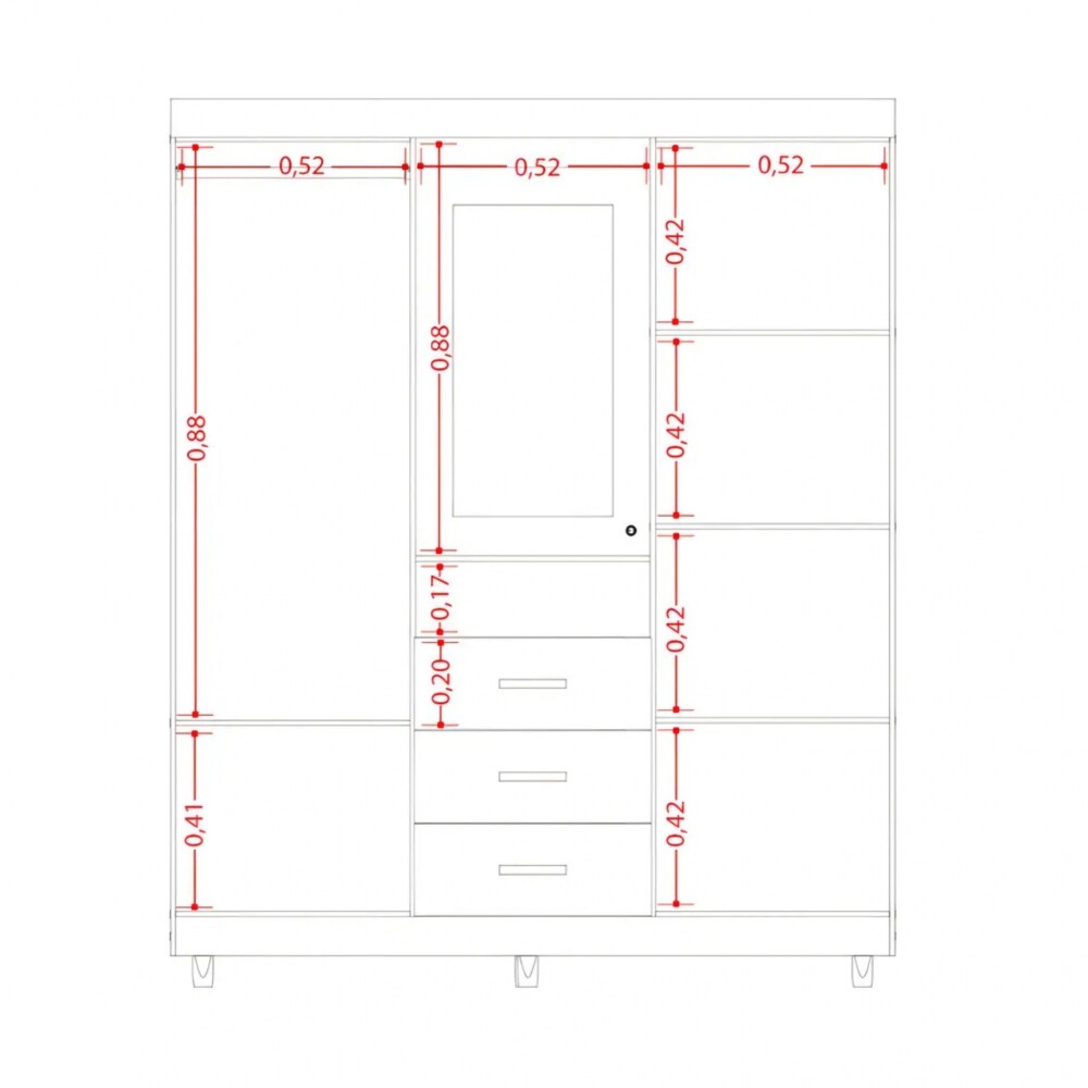Ropero con Espejo 4 puertas y 3 cajones - Agata - Infinite Ropero con Espejo 4 puertas y 3 cajones - Agata - Infinite