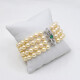 Pulsera Perlas De Cultivo 4 Hilos Con Broche En Oro 18K Blanco, Pasadores, Brillantes Y Esmeraldas. Pulsera Perlas De Cultivo 4 Hilos Con Broche En Oro 18K Blanco, Pasadores, Brillantes Y Esmeraldas.