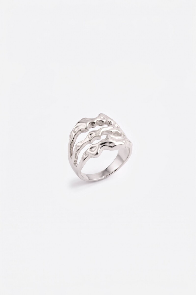Anillo triple vuelta wavy ajustable - plateado 
