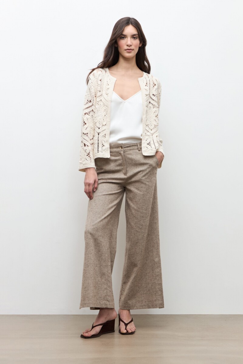 Chaqueta tejida crochet - beige claro 