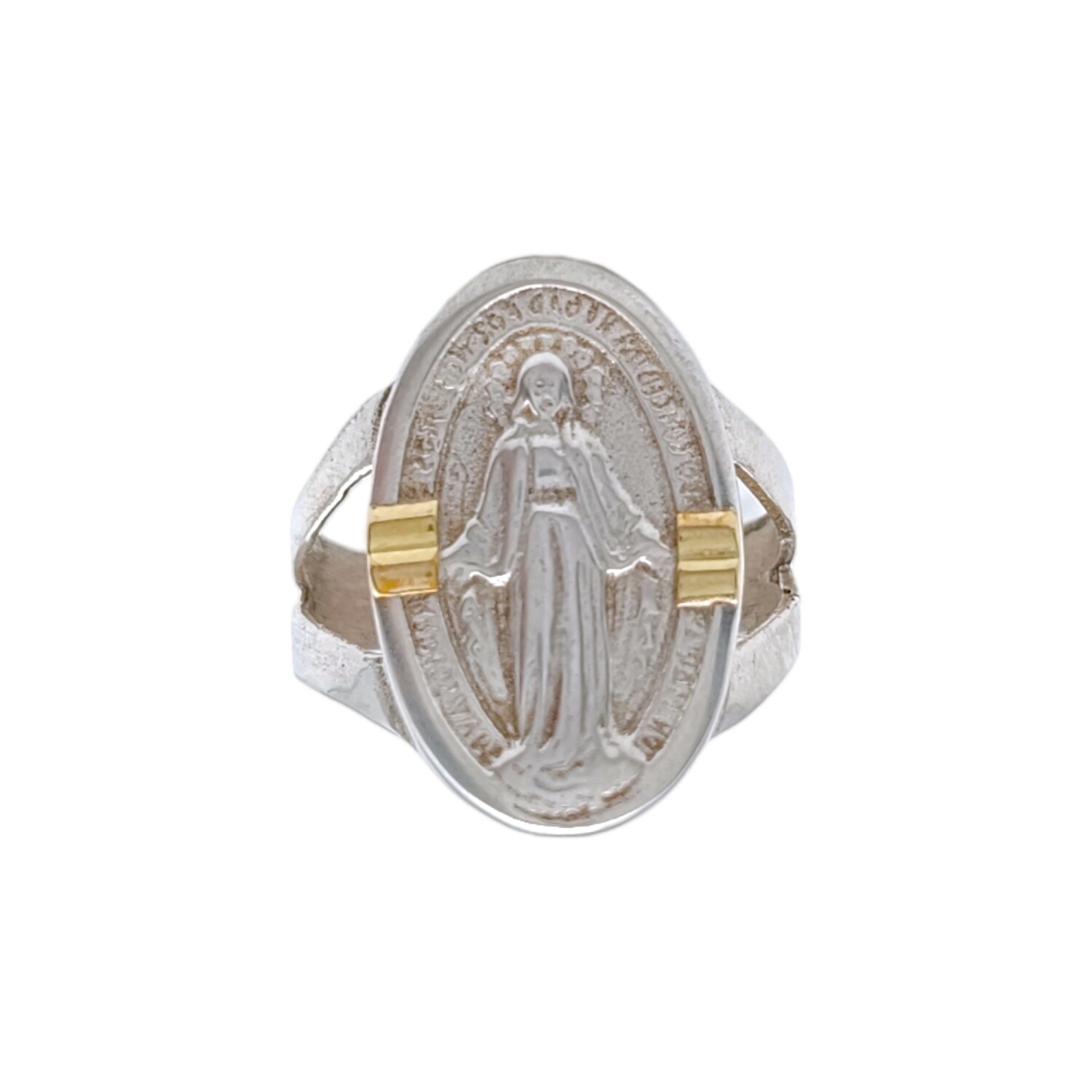 Anillo Virgen Milagrosa-Plata y Oro-Sin Piedra-AN5866 sinpiedra
