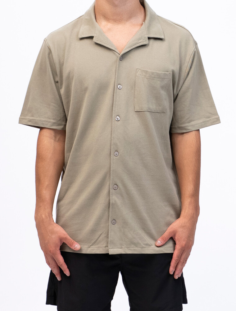 Camisa Algodón Pique Santorini Kaki