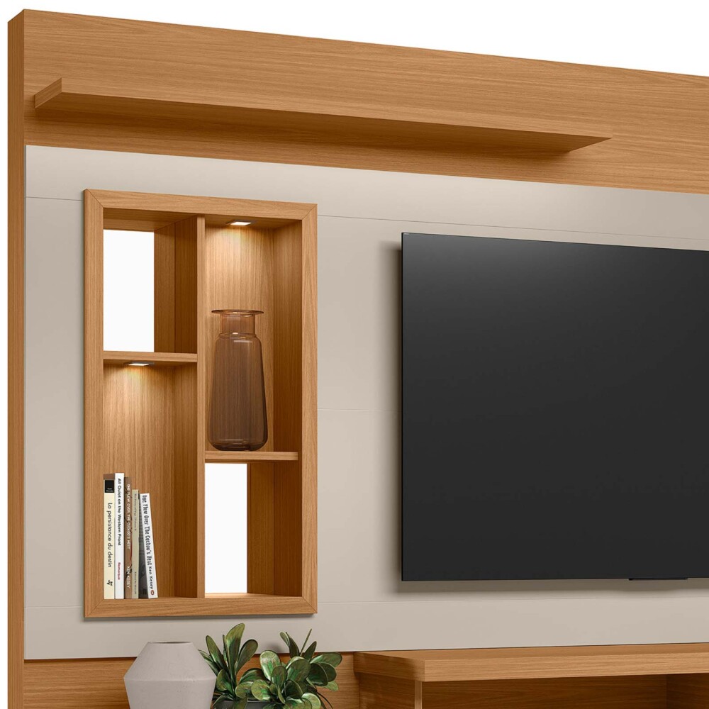 MUEBLE PARA TV MDF-Y-MDP BLANCO DORADO BCO/NAT