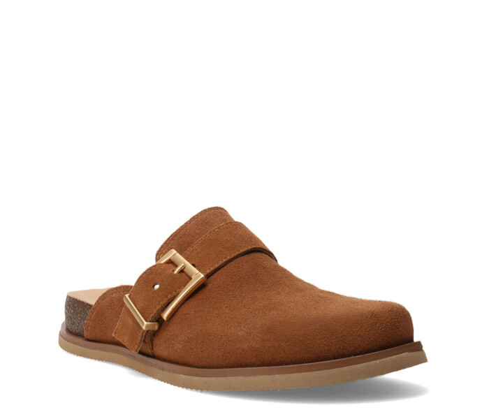 Zuecos de Mujer Bottero Descalzo Con Hebilla Marrón Camel