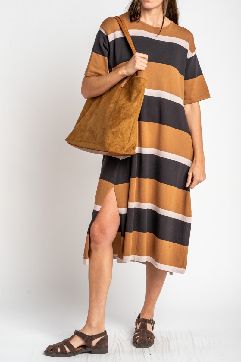 Vestido Tejido A Rayas Negro