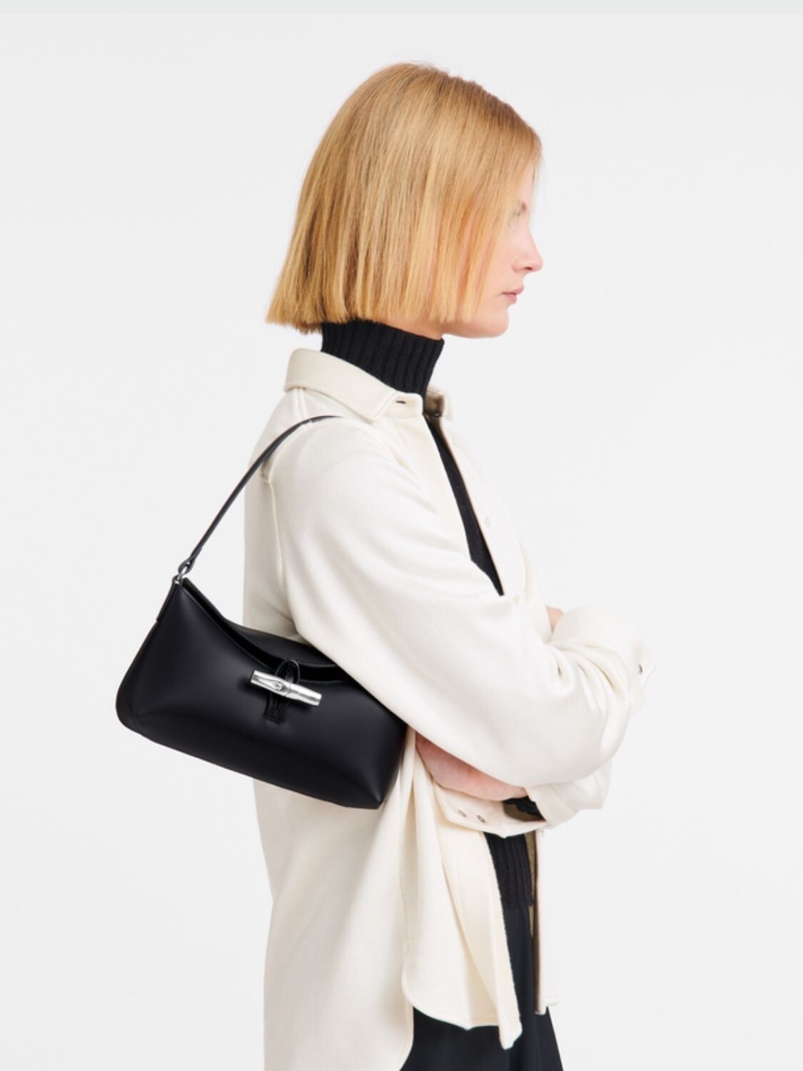 Longchamp -Cartera de hombro S, LE ROSEAU Negro