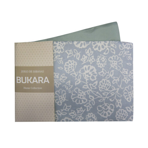 Juego Sábanas 1 Plaza Bukara 100% Microfibra 253-2 FLOR JADE