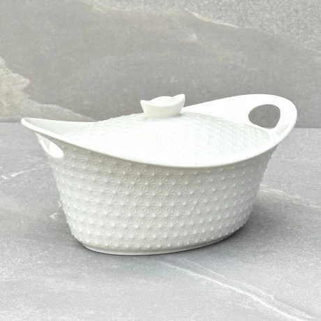 Fuente Para Servir De Cerámica Con Tapa Largo 24cm x Ancho 16cm x Alto 8cm Fuente Para Servir De Cerámica Con Tapa Largo 24cm x Ancho 16cm x Alto 8cm