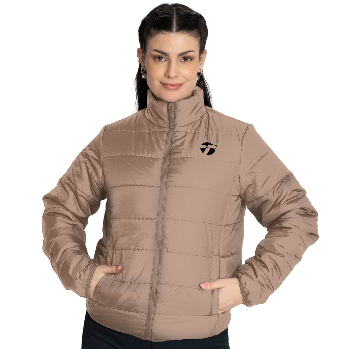 Campera Topper Abrigo Inflada Impermeable Para Dama - Beige 
