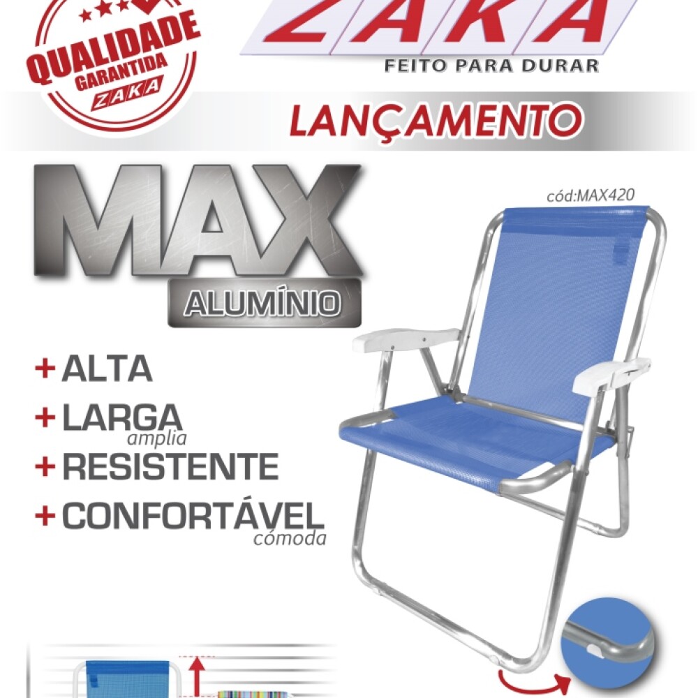 Sillón Max Aluminio Zaka Super Resistente 140 KG AZUL