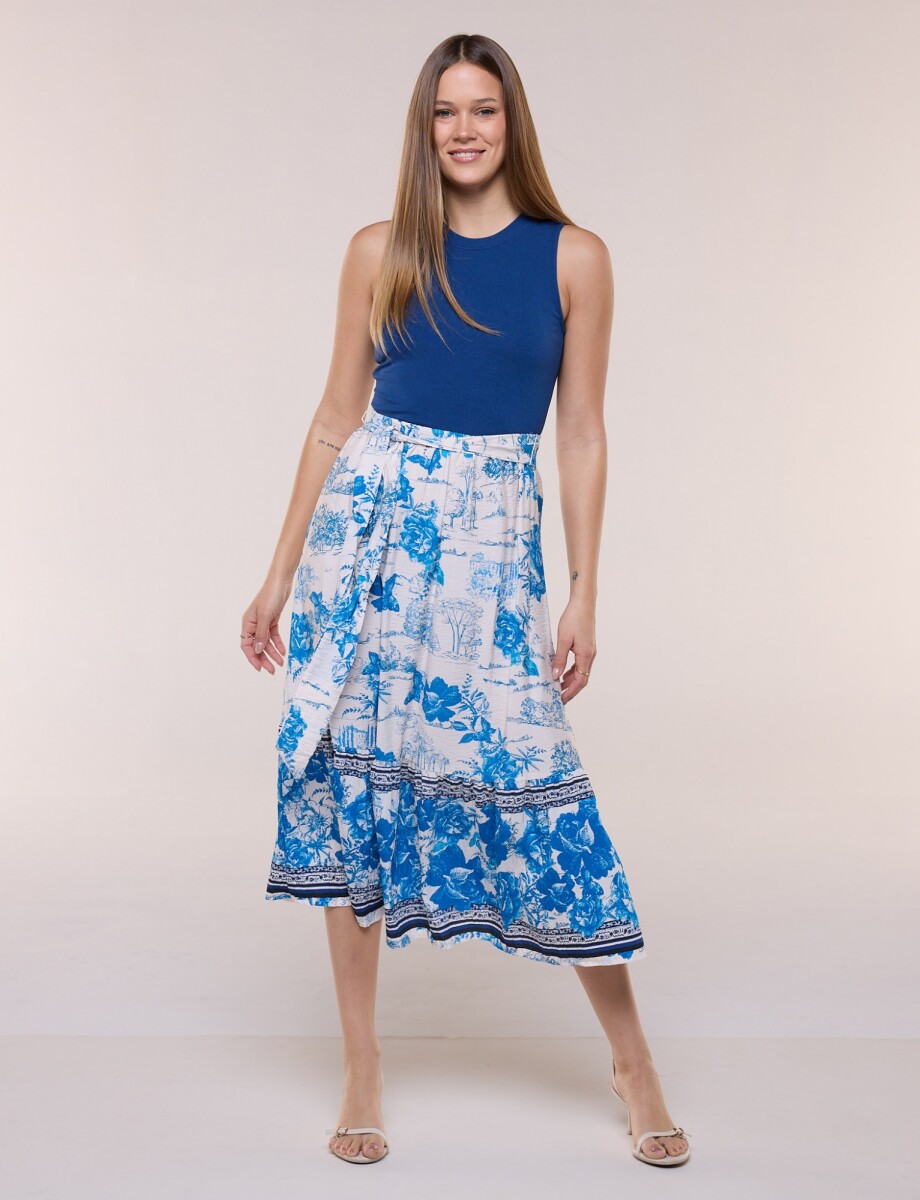 Vestido Maxi Combinado - Azul/multi 