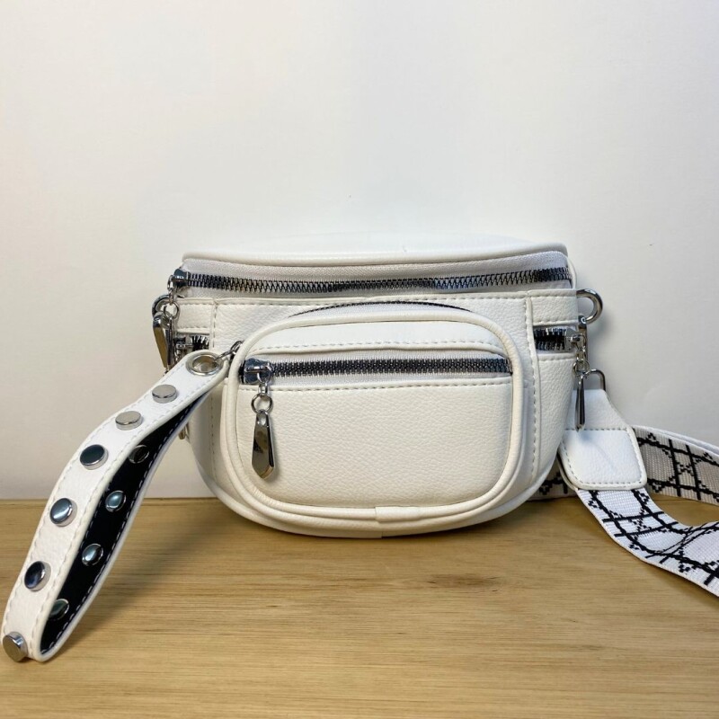 Riñonera Cuerina Rocker Wanna Blanco