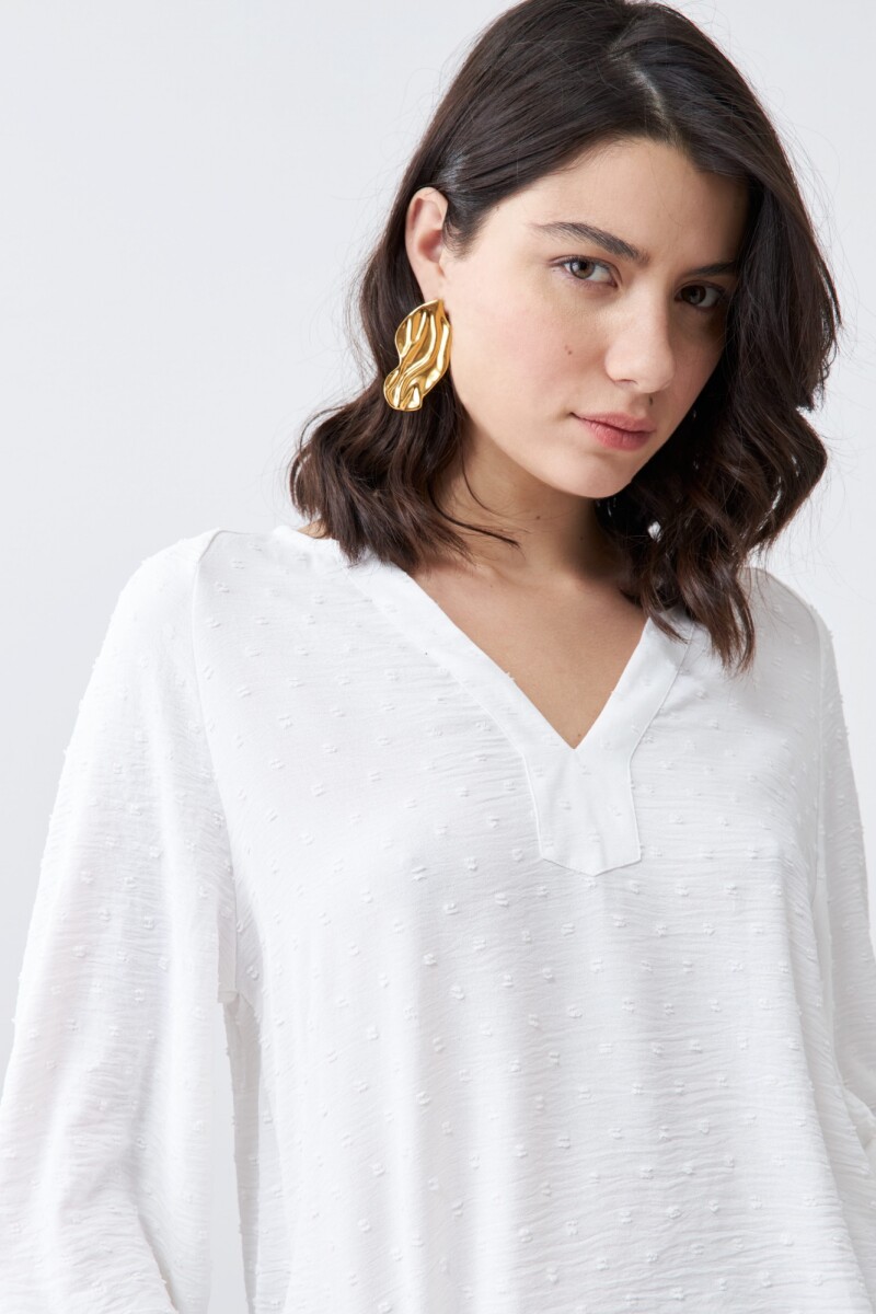 Blusa fantasía escote V crudo