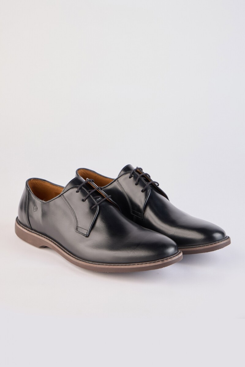 Zapato Cuero Chester Suela Goma - Negro - Negro 