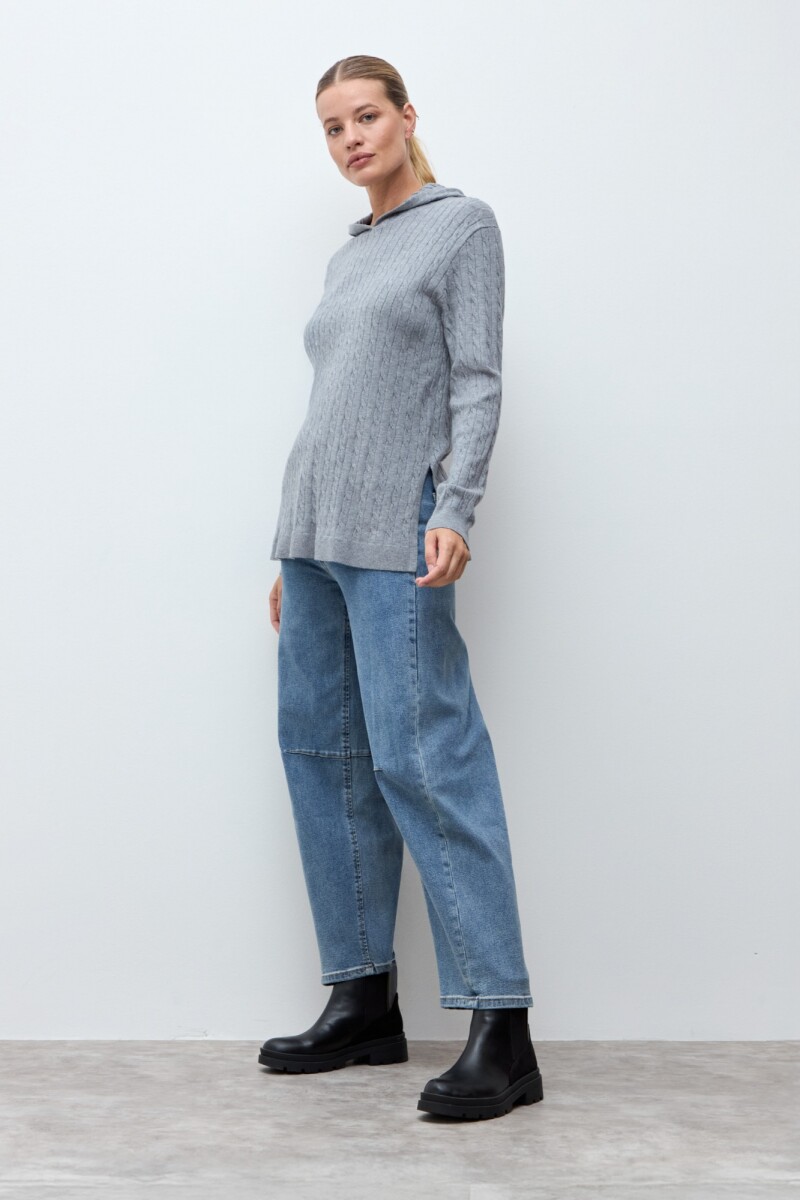 Hoodie tejido estructuras gris melange