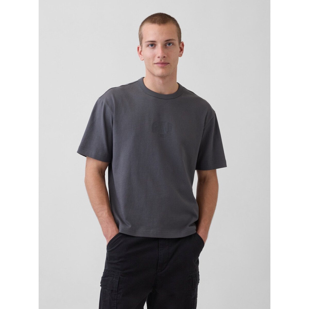 INTL HVY CROP LOGO T - BLUE SLATE 
