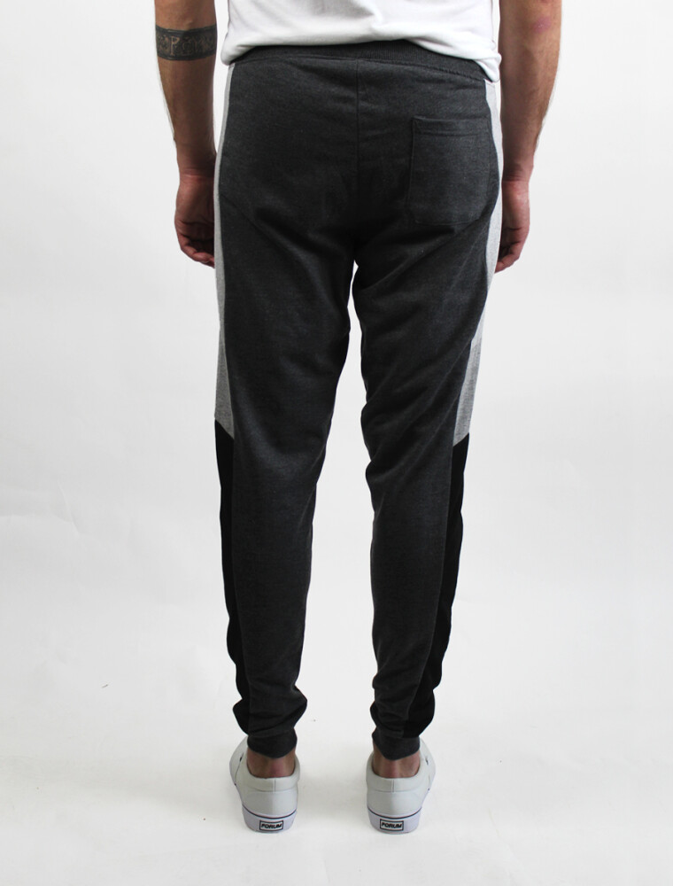 Pantalon Felpa Combinado PFC-22 Gris Oscuro Melange