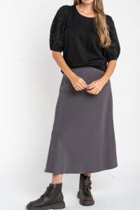 Falda Saten Gris