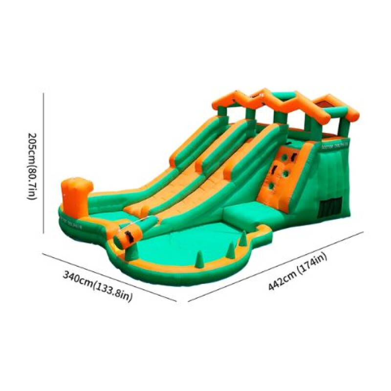 Castillo Inflable Doble Tobogán Naranja - Doctor Dolphin Castillo Inflable Doble Tobogán Naranja - Doctor Dolphin