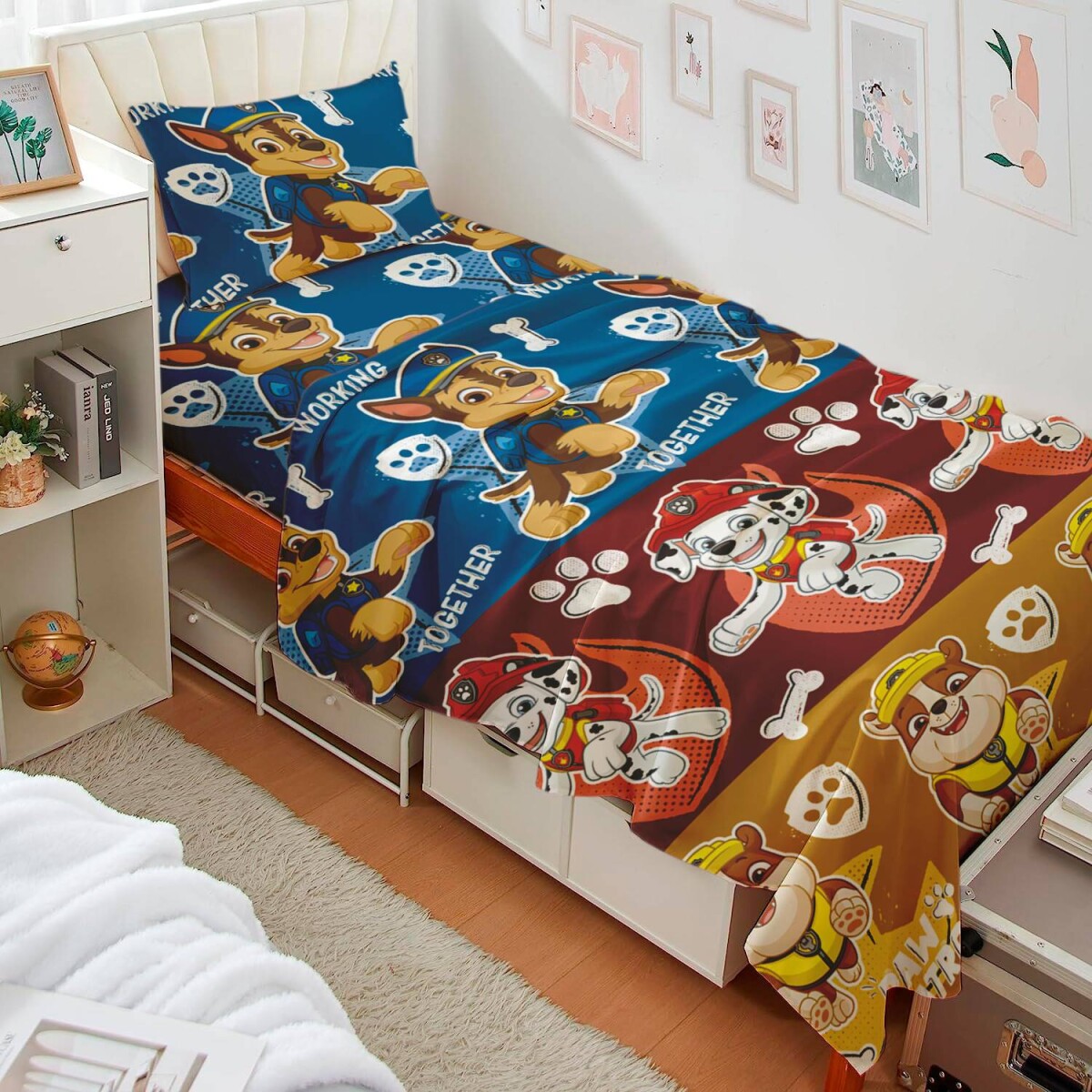 Juego de Sábanas Paw Patrol Infantil 1 plaza - Paw Patrol Azul 