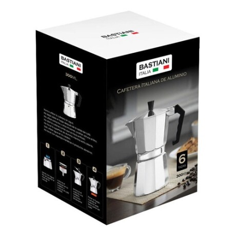 Cafetera italiana Bastiani de aluminio 6 tazas 300ml Cafetera italiana Bastiani de aluminio 6 tazas 300ml