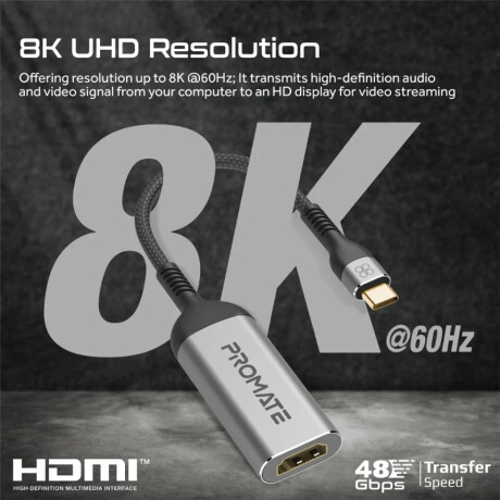 Adaptador Promate Usb-c A Hdmi 8k Adaptador Promate Usb-c A Hdmi 8k