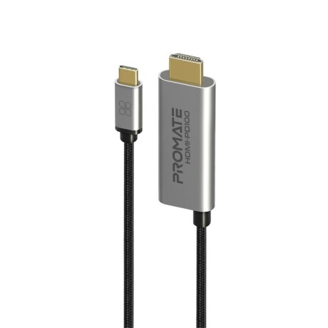 PROMATE HDMI-PD100 CABLE HDMI A USB-C K4 100W 1.8M GREY Promate Hdmi-pd100 Cable Hdmi A Usb-c K4 100w 1.8m Grey