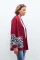 Ruana con guarda jacquard floral bordo