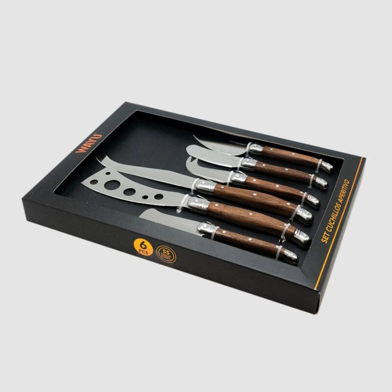 Set De Cuchillos Aperitivo Wayu Color Plateado Café Set De Cuchillos Aperitivo Wayu Color Plateado Café
