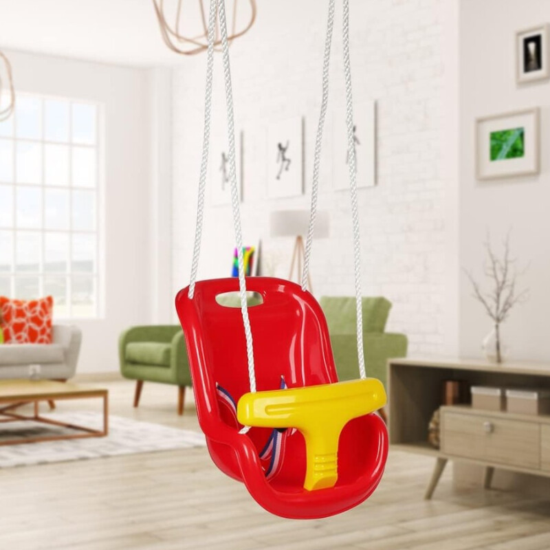 Hamaca Bebe Plástica con Cinto Rojo