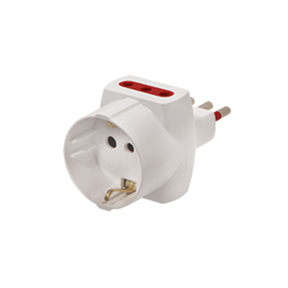 Adaptador ficha 2P+T y 1 schuko + 2 tres en línea ELE01454