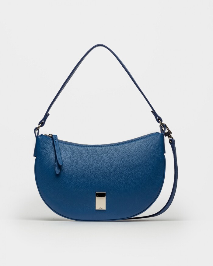 Cartera al Hombro Lua En Cuero Graneado Azul