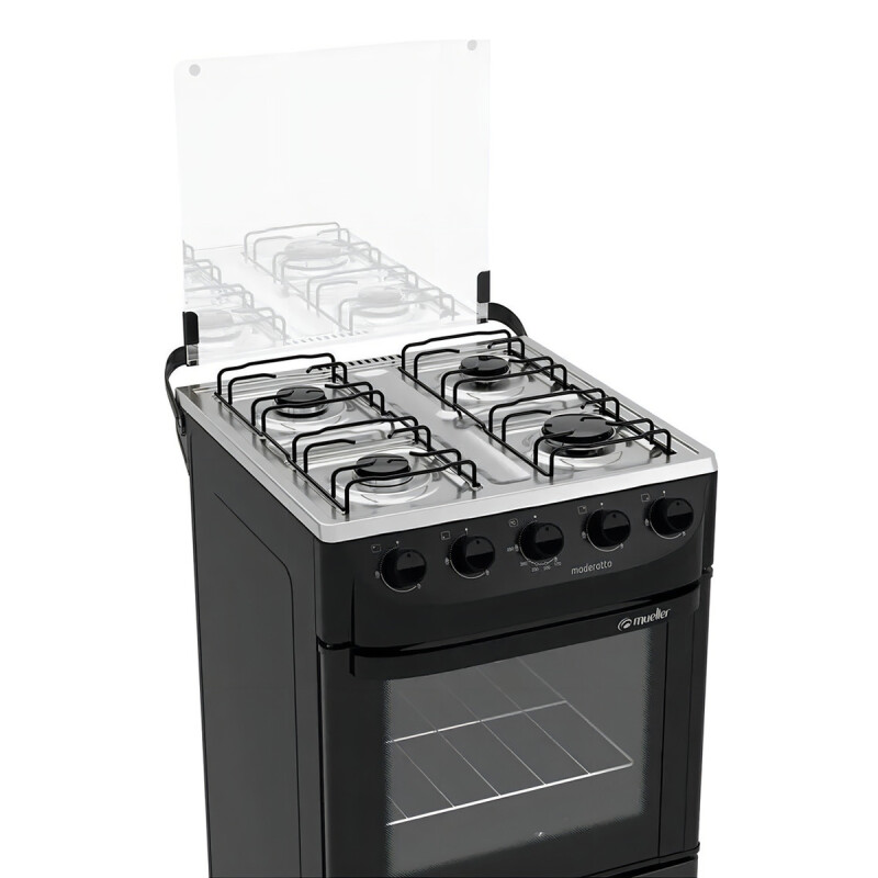 Combo Cocina Negra 4h A Gas + Campana Extractora Negra 60cm Color Negro Combo Cocina Negra 4h A Gas + Campana Extractora Negra 60cm Color Negro