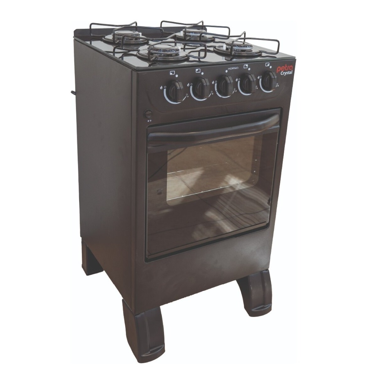 Cocina Petra Crystal 4h Negra A Super Gas Mesada De Vidrio 