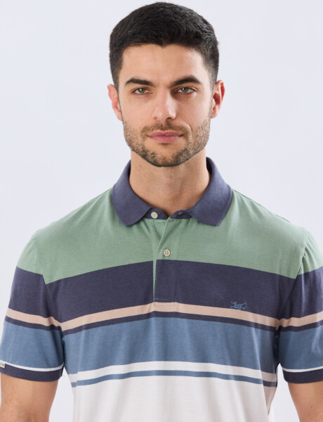 REMERA POLO RAYADA JERSEY Verde