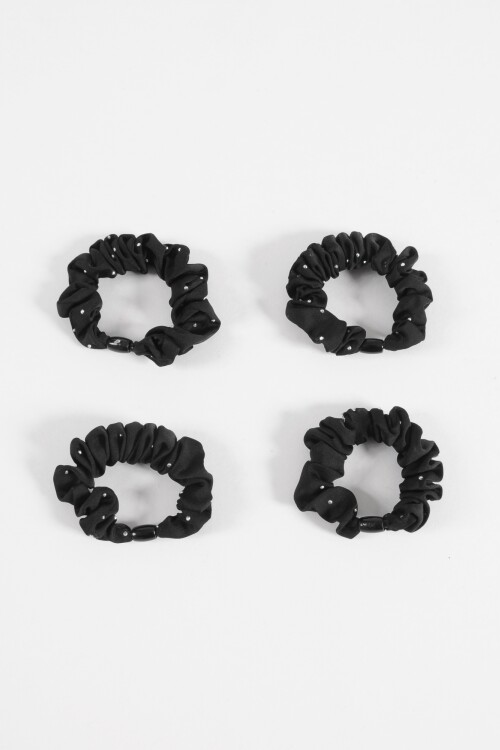 Set de 4 gomitas con strass negro