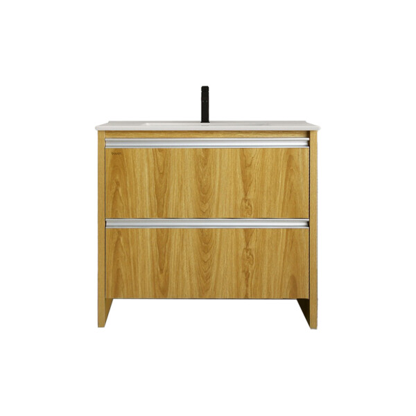 MUEBLE DE BAÑO VANITY MARRÓN CON BACHA BLANCA Mueble De Baño Vanity Marrón Con Bacha Blanca