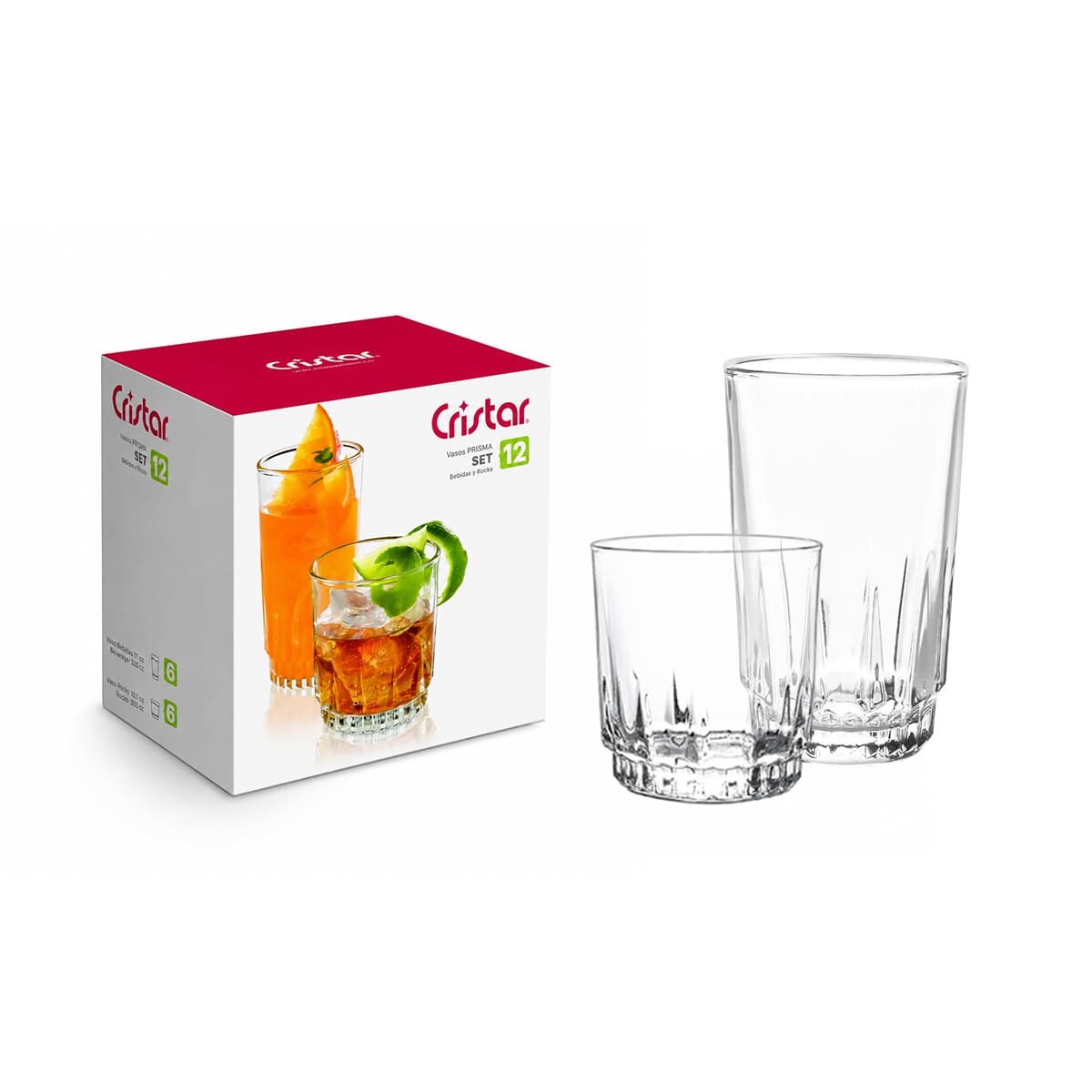 Set vasos Prisma x12 CRISTAR 