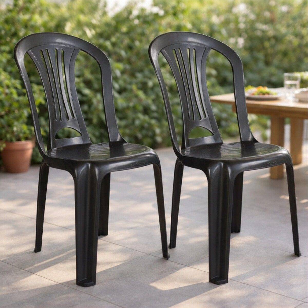 Set x2 Sillas Bistró sin apoya brazos - NEGRO 