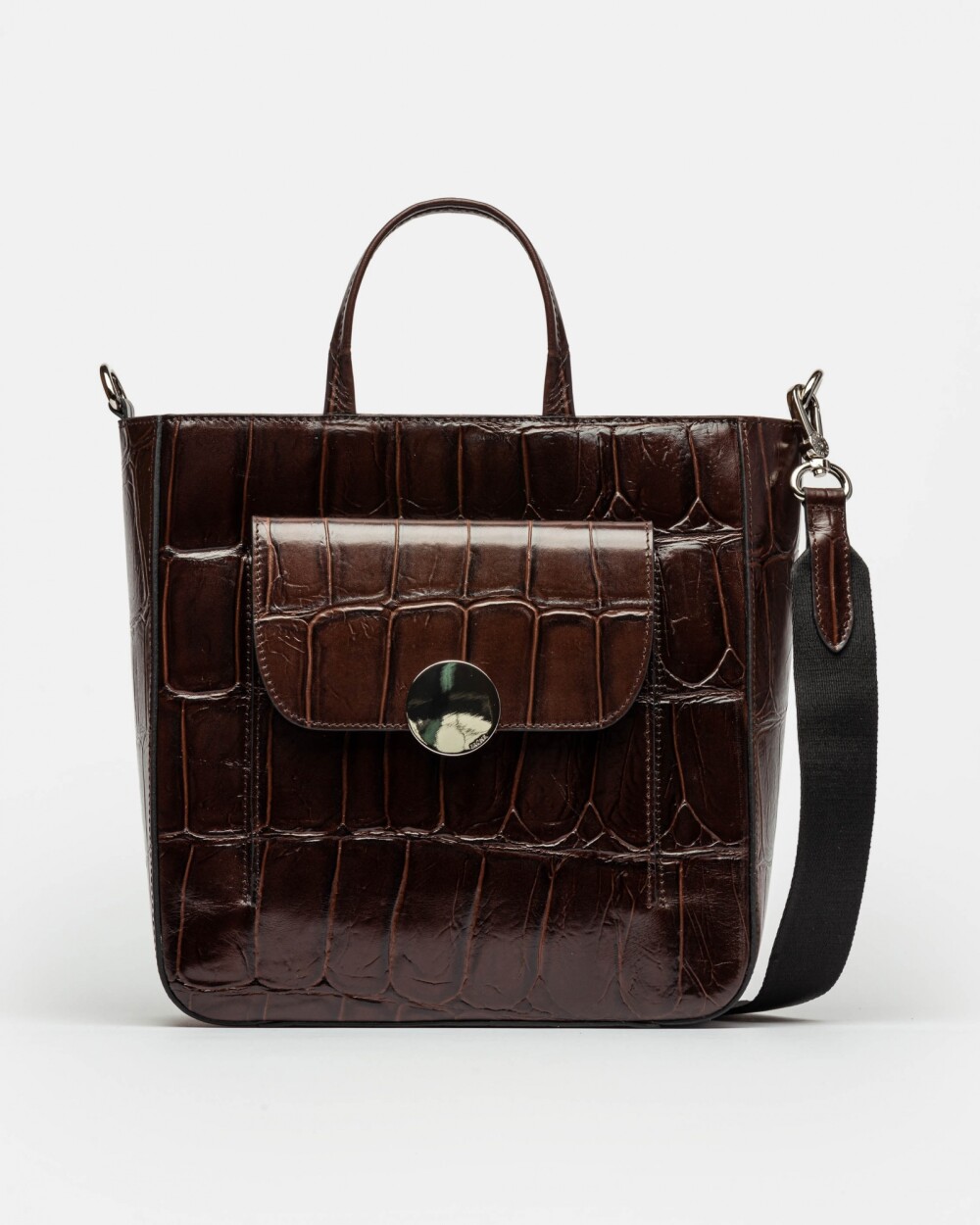 Shopper The Circle En Cuero Grabado Big Croco Marron