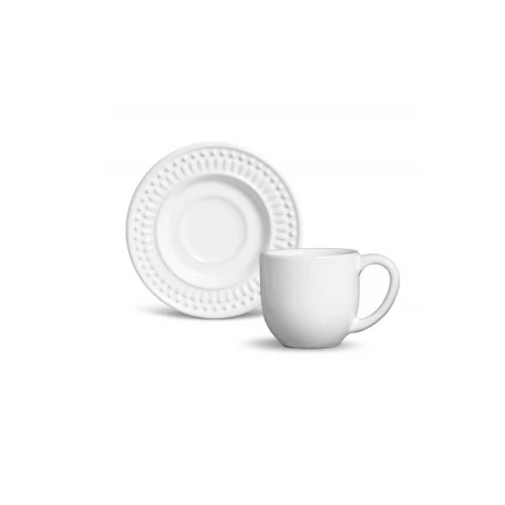 TAZA DE CAFE 75 ML CON PLATO RAVENA ROMA BLANCA TAZA DE CAFE 75 ML CON PLATO RAVENA ROMA BLANCA