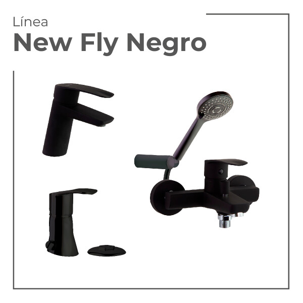COMBO GRIFERIA BAÑO NEW FLY NEGRO MATE Combo Griferia Baño New Fly Negro Mate