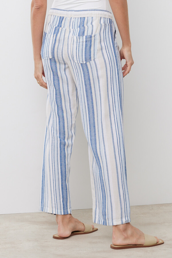 Pantalon Lino AZUL/MULTI